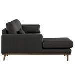 Ecksofa BOVLUND mit Longchair Strukturstoff Otrera: Schwarz - Longchair davorstehend links