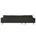 Ecksofa BOVLUND mit Longchair Strukturstoff Otrera: Schwarz - Longchair davorstehend links