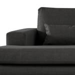 Ecksofa BOVLUND mit Longchair Strukturstoff Otrera: Schwarz - Longchair davorstehend links