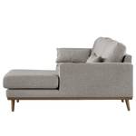 Hoekbank BOVLUND met chaise longue structuurstof - Velours Lark: Bruingrijs - Longchair vooraanzicht rechts