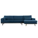 Ecksofa BOVLUND mit Longchair Baumwollstoff Vele: Blau - Longchair davorstehend rechts