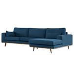 Ecksofa BOVLUND mit Longchair Baumwollstoff Vele: Blau - Longchair davorstehend rechts