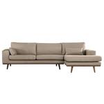 Ecksofa BOVLUND mit Longchair Strukturstoff Otrera: Taupe - Longchair davorstehend rechts