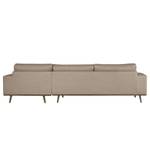 Ecksofa BOVLUND mit Longchair Strukturstoff Otrera: Taupe - Longchair davorstehend rechts