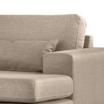 Ecksofa BOVLUND mit Longchair Strukturstoff Otrera: Taupe - Longchair davorstehend rechts