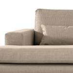 Wohnlandschaft BOVLUND Strukturstoff Otrera: Taupe - Longchair davorstehend links / Ottomane rechts