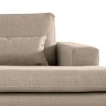 Wohnlandschaft BOVLUND Strukturstoff Otrera: Taupe - Longchair davorstehend rechts / Ottomane links