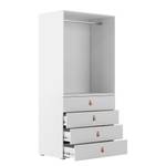 Armoire à vêtements Nikko 93 cm fermée Blanc alpin - Poignée en cuir