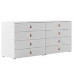 Dressoir Nikko met lades alpinewit - Lederen handgrepen