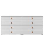 Dressoir Nikko met lades alpinewit - Lederen handgrepen