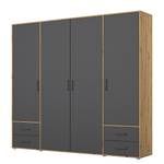 Draaideurkast Voyager Grijs metallic / Eikenhouten Artisan look - Breedte: 187 cm - Met laden