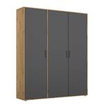 Armoire à portes battantes Voyager Gris métallisé / Imitation chêne Artisan - Largeur : 140 cm - Sans tiroir