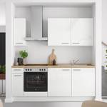Küchenzeile Low-Line Flash Kombi B Hochglanz Weiß - Breite: 210 cm - Ausrichtung links - Ohne Elektrogeräte
