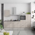 Küchenzeile Low-Line Riva Kombi D Beton Hell - Breite: 300 cm - Ausrichtung rechts - Ohne Elektrogeräte