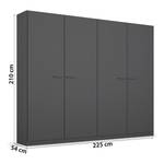 Drehtürenschrank Florenz Graumetallic - Breite: 226 cm - Ohne Spiegeltür/-en