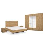 Set di mobili Florenz con letto 160 cm Effetto quercia Artisan - Larghezza: 226 cm - Con ante a specchio