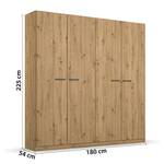 Drehtürenschrank Florenz Eiche Artisan Dekor - Breite: 181 cm - Ohne Spiegeltür/-en