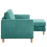 Hoekbank MAISON 1-zits + longchair Corduroy Poppy: Turquoise - Longchair vooraanzicht rechts