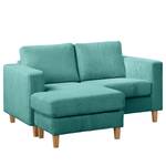 Ecksofa MAISON 1-Sitzer mit Longchair Cordstoff Poppy: Türkis - Longchair davorstehend links