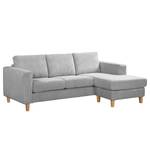 Ecksofa MAISON 2-Sitzer mit Longchair Cordstoff Poppy: Hellgrau - Longchair davorstehend rechts