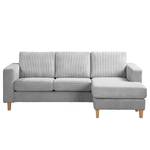 Ecksofa MAISON 2-Sitzer mit Longchair Cordstoff Poppy: Hellgrau - Longchair davorstehend rechts