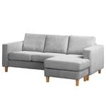 Ecksofa MAISON 2-Sitzer mit Longchair Webstoff - Cordstoff Poppy: Hellgrau - Longchair davorstehend rechts