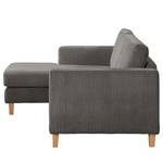 Ecksofa MAISON 2-Sitzer mit Longchair Webstoff - Cordstoff Poppy: Grau - Longchair davorstehend links