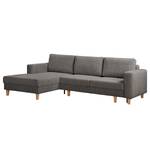 Ecksofa MAISON mit Schlaffunktion Cordstoff Poppy: Grau - Longchair davorstehend links