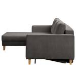 Ecksofa MAISON mit Schlaffunktion Cordstoff Poppy: Grau - Longchair davorstehend links