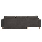 Ecksofa MAISON mit Schlaffunktion Cordstoff Poppy: Grau - Longchair davorstehend links