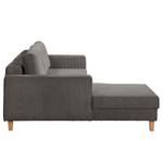 Ecksofa MAISON mit Schlaffunktion Cordstoff Poppy: Grau - Longchair davorstehend links