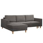 Ecksofa MAISON mit Schlaffunktion Cordstoff Poppy: Grau - Longchair davorstehend links