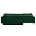 Divano angolare MAISON + funzione letto Velluto a coste Poppy: verde abete - Longchair preimpostata a sinistra