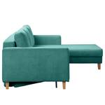 Ecksofa MAISON mit Schlaffunktion Cordstoff Poppy: Türkis - Longchair davorstehend rechts