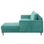 Ecksofa MAISON mit Schlaffunktion Cordstoff Poppy: Türkis - Longchair davorstehend rechts