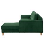 Divano angolare MAISON + funzione letto Velluto a coste Poppy: verde abete - Longchair preimpostata a destra