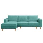 Ecksofa MAISON mit Schlaffunktion Cordstoff Poppy: Türkis - Longchair davorstehend links