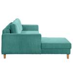 Ecksofa MAISON mit Schlaffunktion Cordstoff Poppy: Türkis - Longchair davorstehend links