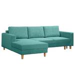 Ecksofa MAISON mit Schlaffunktion Cordstoff Poppy: Türkis - Longchair davorstehend links