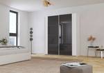 Armoire à portes coulissantes Artemis Verre - Gris gaphite / Blanc - Largeur : 181 cm