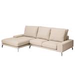 Ecksofa Penda mit Longchair Strukturstoff Luela: Sand - Longchair davorstehend links