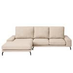 Ecksofa Penda mit Longchair Strukturstoff Luela: Sand - Longchair davorstehend links