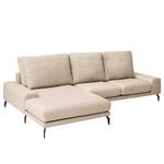 Ecksofa Penda mit Longchair Strukturstoff Luela: Sand - Longchair davorstehend links