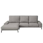 Ecksofa Penda mit Longchair Strukturstoff Luela: Graphit - Longchair davorstehend links