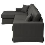 Hoekbank Madras chaise longue Geweven stof Haiba: Antracietkleurig - Longchair vooraanzicht links