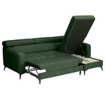 Divano angolare con chaise longue Nonza Tessuto Cieli: Verde scuro - Longchair preimpostata a destra