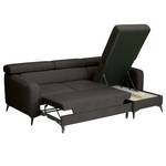 Ecksofa Nonza mit Longchair Webstoff Cieli: Anthrazit - Longchair davorstehend rechts