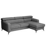 Ecksofa Nonza mit Longchair Webstoff Cieli: Dunkelgrau - Longchair davorstehend rechts