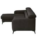 Hoekbank Nonza met chaise longue geweven stof - Geweven stof Cieli: Antracietkleurig - Longchair vooraanzicht links