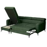 Divano angolare con chaise longue Nonza Tessuto Cieli: Verde scuro - Longchair preimpostata a sinistra